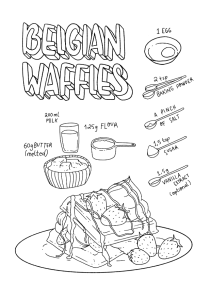 belgian waffles illustrated recipe food coloring page