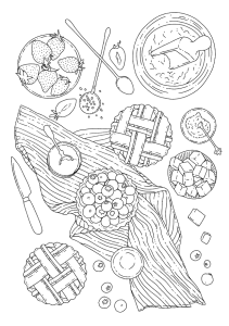 berry pie baking free food coloring page