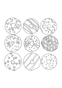 donuts free coloring page line drawing