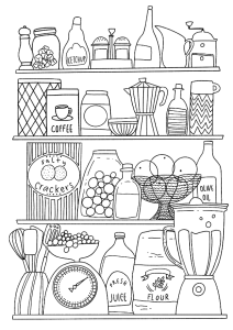 kitchen shelf free coloring page